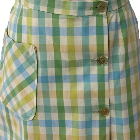 60s CULOTTES JANTZEN PASTEL PLAID ATHLEISURE MID-CENTURY SKORT TENNIS GOLF SZ 12 - Picture 6 of 12